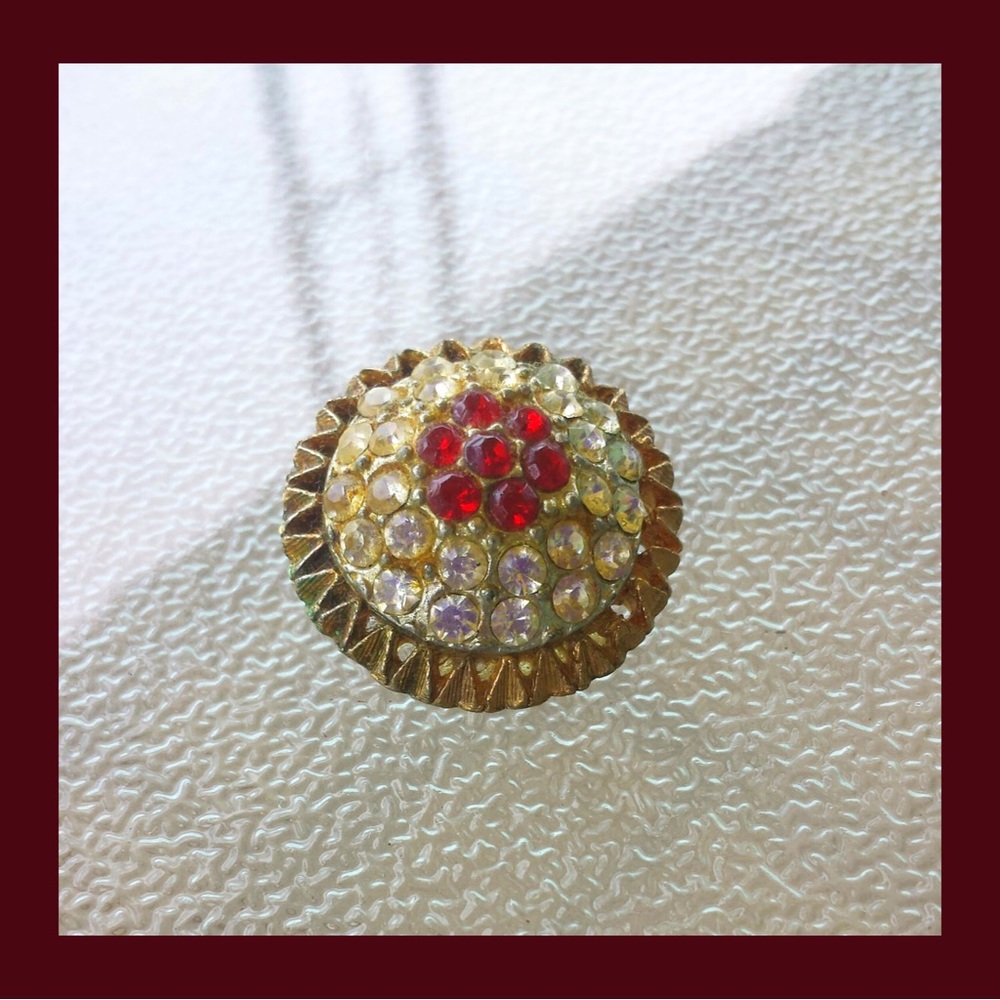 Bundle 3 VTG 50s Jewel Tone & Rhinestone Buttons - Picture 8 of 13